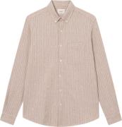 Forét Camp Linen Shirt Mand Khaki Stripe Langærmede Skjorter Str L - h...