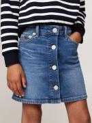 Tommy Hilfiger Button Through Denim Skirt Kvinde Streakyblue Korte Ned...