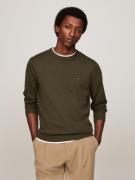 Tommy Hilfiger Pima ORG CTN Cashmere Crew Neck Mand Army Green Sweater...