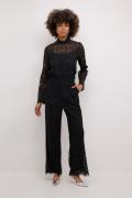 Culture Cuima Lace Pants Kvinde Black Bukser Med Brede Ben Str L - hos...