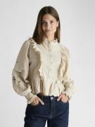 Neo Noir Petrine Embroidery Blouse Kvinde Sand Langærmede Bluser Str 3...