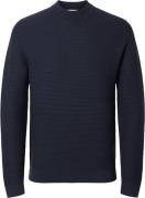 Selected Homme Slhtion LS Knit Structure Mock Neck Mand Sky Captain Sw...