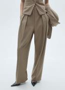 MANGO Wool Suit Trousers Kvinde Brown Bukser Med Brede Ben Str 40 - ho...