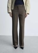 MANGO Flowy Straightfit Trousers Kvinde Brown Bukser Med Lige Ben Str ...