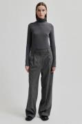 Second Female Hollanda Trousers Kvinde Dark Grey Melange Bukser Med Br...