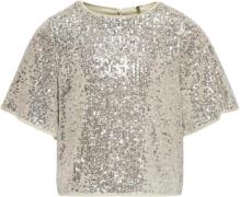 ONLY Kogfransa Sequin S/S TOP TLR Str 158 - Moonbeam/dtm Sequins Toppe...