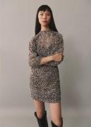 MANGO Leopard Print Draped Dress Kvinde Brown Korte Kjoler Str L - hos...