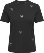 ONLY Onlkita Life REG S/S BOW TOP BOX JR Kvinde Black/ribbons Kortærme...