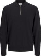 Jack & Jones Jjeemil Knit Polo Half ZIP LS Noos Mand Black Sweaters Re...