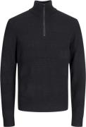 JJ-REBEL Jrebtoby Knit Half ZIP Mand Sort Sweaters Str L - hos Magasin