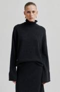 Second Female Neva Knit Tneck Kvinde Dark Grey Melange Sweaters Str L ...