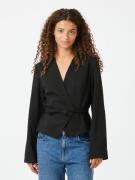 Neo Noir Simmi Wrap Blouse Kvinde Black Langærmede Bluser Str 40 - hos...