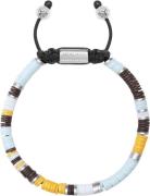 Nialaya Men's Beaded Bracelet With Blue, Brown, Orange, White and Stai...