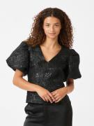 Neo Noir Camia Metallic Brocade Blouse Kvinde Black Langærmede Bluser ...