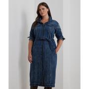 Lauren Ralph Lauren 3X1 Rigid Denimdress Kvinde Harvest Wash Midi Kjol...