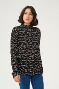 Kaffe Kaluna Blouse Kvinde Black/beige Abstract Print Langærmede Bluse...