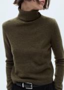 MANGO Turtle Neck Sweater Kvinde Beige - Khaki Sweaters Str L - hos Ma...