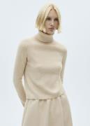 MANGO Turtle Neck Sweater Kvinde Light Beige Sweaters Str L - hos Maga...