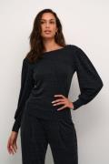 Kaffe Kaellie LS Jersey Blouse Kvinde Black_Silver Glitter Langærmede ...