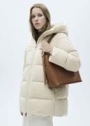 MANGO Hood Quilted Coat Kvinde Light Beige Dunjakker Plus Size Str S -...