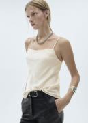 MANGO Satin top With Thin Straps Kvinde Natural White Toppe Str L - ho...