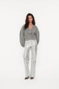 ROTATE Birger Christensen Knit Cropped Cardigan Kvinde Grey Melange Ca...