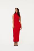 ROTATE Birger Christensen Knit Midi Dress Kvinde Racing Red Maxi Kjole...