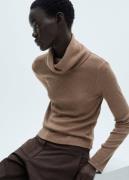 MANGO Ribbed Turtleneck Tshirt Kvinde Brown Kortærmede T-shirts Str L ...