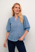 Cream Crkaspis Lace Blouse Kvinde Captain's Blue Kortærmede Bluser Str...