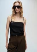 MANGO Satin top With Thin Straps Kvinde Black Langærmede Bluser Str XL...