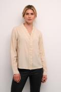 Cream Crgabi Blouse Kvinde Ancient Scroll Langærmede Bluser Str 40 - h...