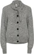 YAS Yassala LS TIE Neck Knit Cardigan Kvinde Medium Grey Melange Cardi...