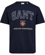 Gant Graphic Tshirt Mand Evening Blue Kortærmede T-shirts Str L - hos ...