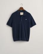 Gant Structured Cotton SS Polo Mand Evening Blue Sweaters Str XXL - ho...