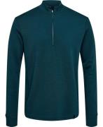 Panos Emporio Wool/bamboo Half ZIP Sweater Deep T Mand Deep Teal Turtl...