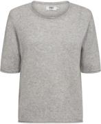 Magasin Grace 2 100% Cashmere Kvinde Light Grey Melange Kortærmet Stri...