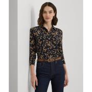 Lauren Ralph Lauren Slim Fit Floral Stretch Jersey Shirt Kvinde Navy L...