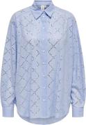 ONLY Onljulie LS Stones Shirt WVN Kvinde Bright White/medium Blue Lang...