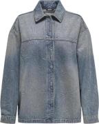 ONLY Onlemmie LS OVS Rhinst Shirt DNM TA Kvinde Medium Blue Denim/tint...