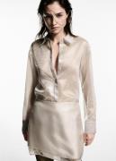 MANGO Semitransparent Sequined Shirt Kvinde Light Beige Langærmede Skj...