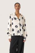 Soaked in Luxury Slerwina Paris Shirt LS Kvinde Black And White Flower...