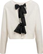 Object Objparvi Sateen BOW Knit Cardigan D Kvinde White Sand/black Bow...