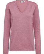 Saint Tropez Milasz LS Vneck Pullover Kvinde Foxglove Melange Sweaters...