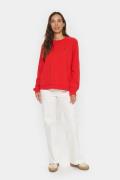 Saint Tropez Jettisz Sweatshirt Kvinde Flame Scarlet Langærmede Bluser...