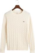 Gant Cotton Cable Cneck Mand Cream Sweaters Regular Fit Str L - hos Ma...