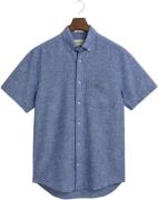 Gant REG Cotton Linen SS Shirt Mand Rich Blue Kortærmede Skjorter Str ...