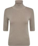 Filippa K Merino Elbow Sleeve Top Kvinde Moss Grey Kortærmet Strik Str...