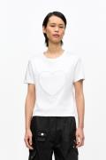 Ganni Heavy Cotton Heart Small Tshirt Kvinde Bright White Kortærmede T...