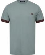 Fred Perry M7707 Mand Silver Blue Kortærmede T-shirts Str L - Bomuld h...