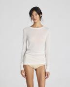 GAI+LISVA Fermi L/S Silk Top Kvinde Off White Langærmede T-shirts Str ...